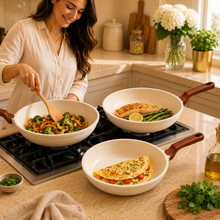 Granite Nonstick Frying Pan Set - 3 Piece Stone-Coated Skillets Collection