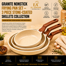 Granite Nonstick Frying Pan Set - 3 Piece Stone-Coated Skillets Collection