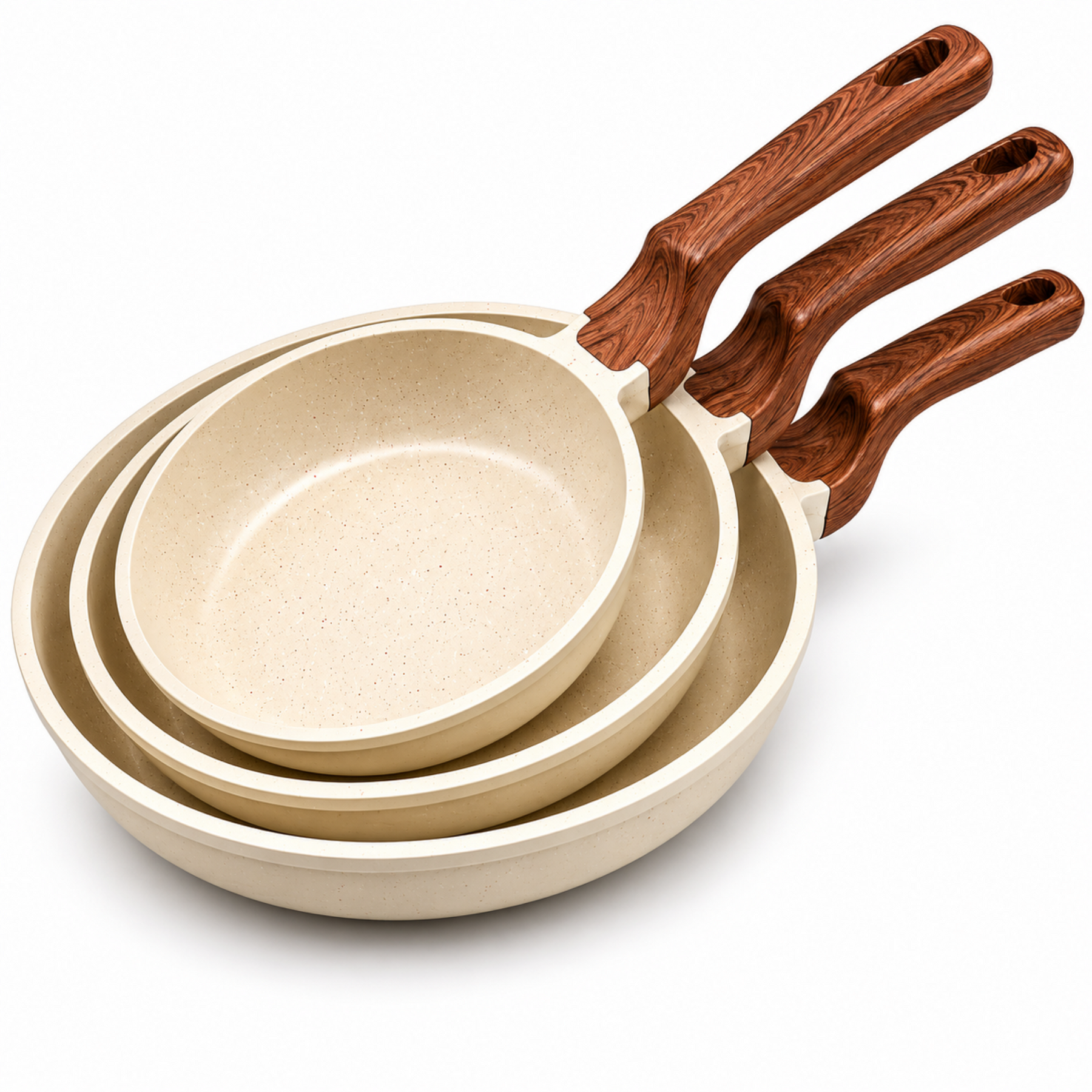 Granite Nonstick Frying Pan Set - 3 Piece Stone-Coated Skillets Collection