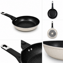 Granite Stone Nonstick Frying Pan with Ergonomic Handle - Speckled Black & Cream - 20 CM