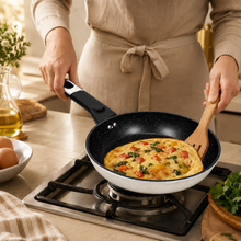 Granite Stone Nonstick Frying Pan with Ergonomic Handle - Speckled Black & Cream - 20 CM