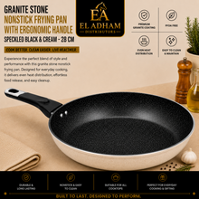 Granite Stone Nonstick Frying Pan with Ergonomic Handle - Speckled Black & Cream - 28 CM