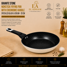 Granite Stone Nonstick Frying Pan with Ergonomic Handle - Speckled Black & Cream - 20 CM
