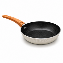 Granite Stone Nonstick Frying Pan with Ergonomic Handle - Ribbed Cream - 20 CM
