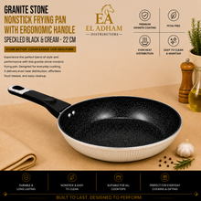 Granite Stone Nonstick Frying Pan with Ergonomic Handle - Speckled Black & Cream - 22 CM