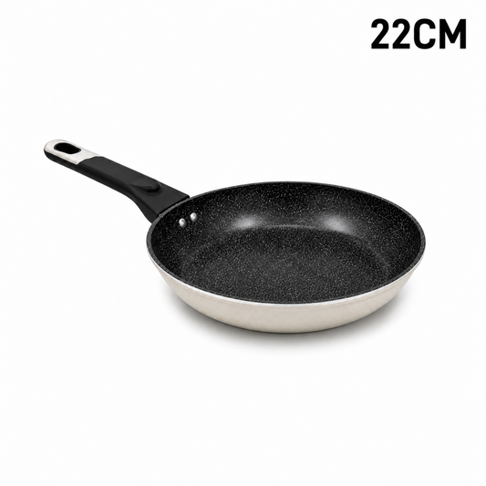 Granite Stone Nonstick Frying Pan with Ergonomic Handle - Speckled Black & Cream - 22 CM