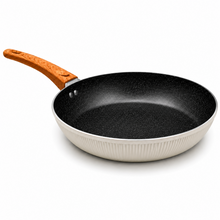Granite Stone Nonstick Frying Pan with Ergonomic Handle - Ribbed Cream - 22 CM