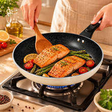 Granite Stone Nonstick Frying Pan with Ergonomic Handle - Speckled Black & Cream - 24 CM
