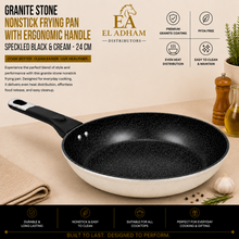Granite Stone Nonstick Frying Pan with Ergonomic Handle - Speckled Black & Cream - 24 CM