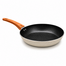 Granite Stone Nonstick Frying Pan with Ergonomic Handle - Ribbed Cream - 24 CM