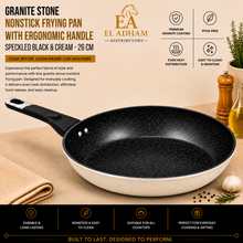 Granite Stone Nonstick Frying Pan with Ergonomic Handle - Speckled Black & Cream - 26 CM