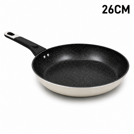 Granite Stone Nonstick Frying Pan with Ergonomic Handle - Speckled Black & Cream - 26 CM