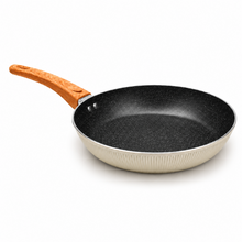 Granite Stone Nonstick Frying Pan with Ergonomic Handle - Ribbed Cream - 26 CM