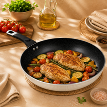 Granite Stone Nonstick Frying Pan with Ergonomic Handle - Speckled Black & Cream - 28 CM