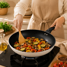 Granite Stone Nonstick Frying Pan with Ergonomic Handle - Speckled Black & Cream - 28 CM