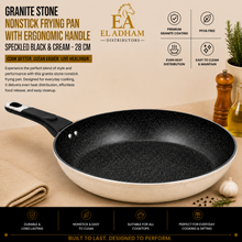 Granite Stone Nonstick Frying Pan with Ergonomic Handle - Speckled Black & Cream - 28 CM