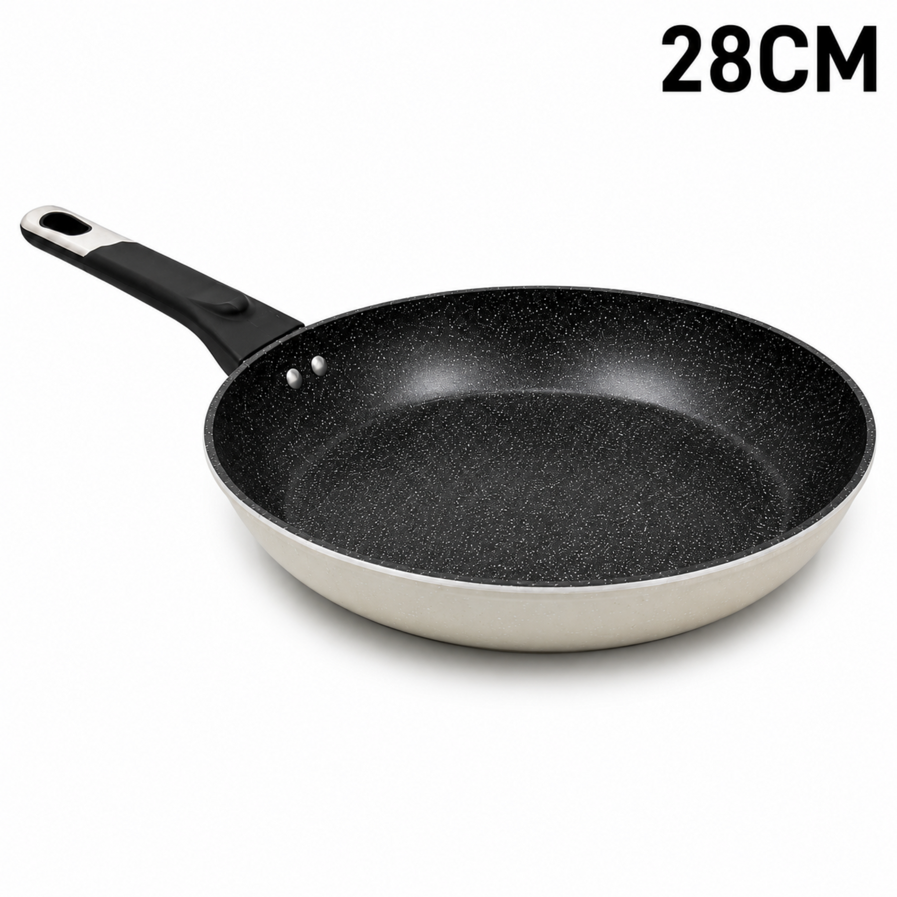 Granite Stone Nonstick Frying Pan with Ergonomic Handle - Speckled Black & Cream - 28 CM