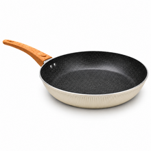 Granite Stone Nonstick Frying Pan with Ergonomic Handle - Ribbed Cream - 28 CM