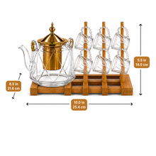 Elegant Clear Glass Teapot Set with Gold Infuser and 6 Beaded Handled Teacups - 7 Piece Collection