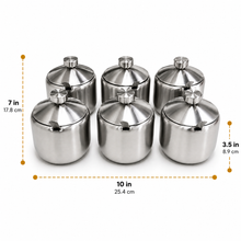6-Piece Stainless Steel Condiment Jar Set with Lids & Spoons