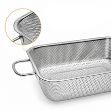 35CM Mesh Perforated Steaming & Draining Tray with Handles – Rectangular Metal Basket