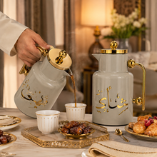 Arabic Qahwah & Shahee Vaccuum Flask Set 1.0L - Gray + Gold