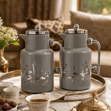 Arabic Qahwah & Shahee Vaccuum Flask Set 1.0L - Gray + Silver