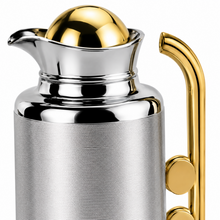 Modern Silver Vacuum Flask Set with Abstract Handle - Silver + Gold