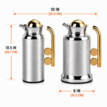 Modern Silver Vacuum Flask Set with Abstract Handle - Silver + Gold