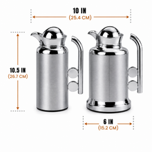 Modern Silver Vacuum Flask Set with Abstract Handle - Silver + Silver