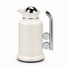 Modern Silver Vacuum Flask Set with Abstract Handle - White + Silver