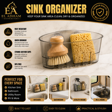Transparent Gray Suction Kitchen Sink Caddy and Sponge Holder with Drain Holes