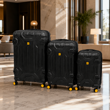 3-Piece Expandable Hard Shell Luggage Set with Spinner Wheels and TSA Lock, Black