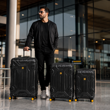 3-Piece Expandable Hard Shell Luggage Set with Spinner Wheels and TSA Lock, Black