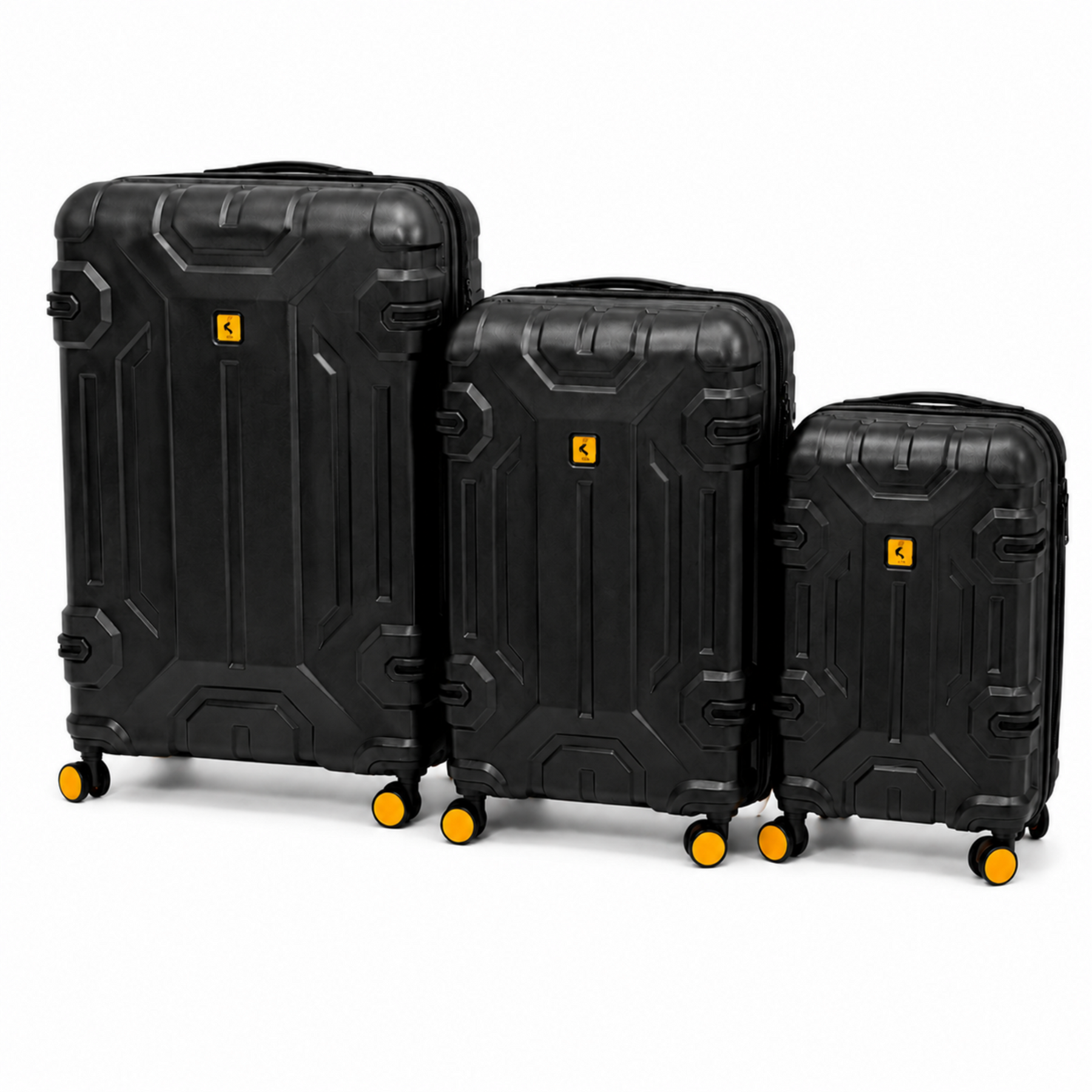 3-Piece Expandable Hard Shell Luggage Set with Spinner Wheels and TSA Lock, Black