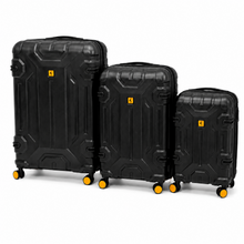 3-Piece Expandable Hard Shell Luggage Set with Spinner Wheels and TSA Lock, Black