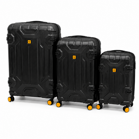 3-Piece Hard Shell Luggage Set - Expandable Spinner Suitcases with TSA Lock (Black)