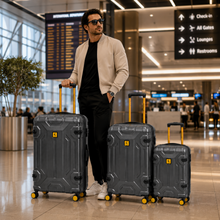 3-Piece Expandable Hard Shell Luggage Set with Spinner Wheels and TSA Lock, Gray