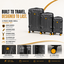 3-Piece Expandable Hard Shell Luggage Set with Spinner Wheels and TSA Lock, Gray