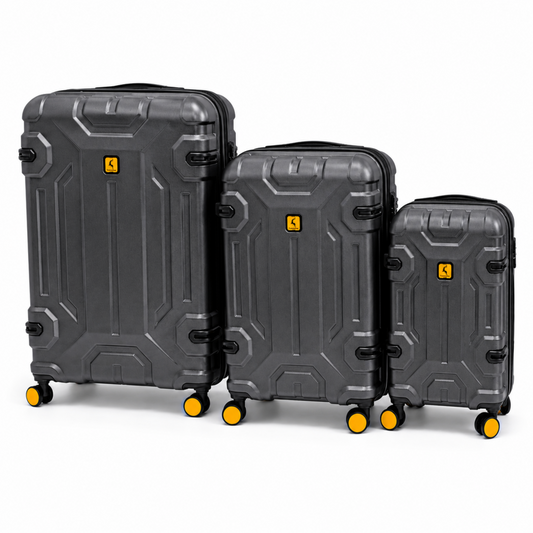 3-Piece Expandable Hard Shell Luggage Set with Spinner Wheels and TSA Lock, Gray
