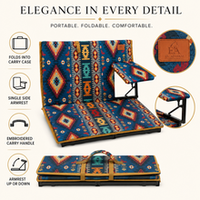 Foldable Arabian Majlis Floor Chair Cushion with Backrest, Single, Blue, Includes Carry Case