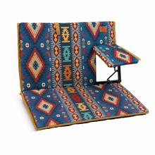 Foldable Arabian Majlis Floor Chair Cushion with Backrest, Single, Blue, Includes Carry Case