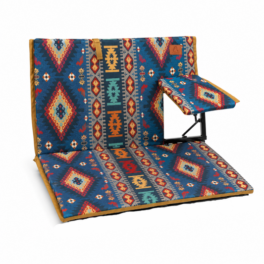 Foldable Arabian Majlis Floor Chair Cushion with Backrest, Single, Blue, Includes Carry Case