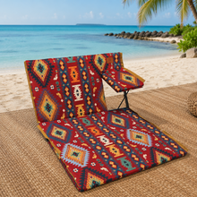Foldable Arabian Majlis Floor Chair Cushion with Backrest, Single, Red, Includes Carry Case