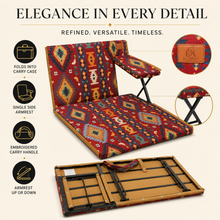 Foldable Arabian Majlis Floor Chair Cushion with Backrest, Single, Red, Includes Carry Case