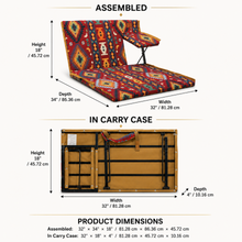 Foldable Arabian Majlis Floor Chair Cushion with Backrest, Single, Red, Includes Carry Case