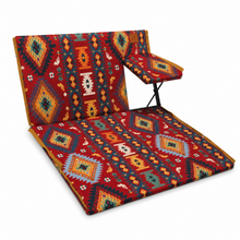 Foldable Arabian Majlis Floor Chair Cushion with Backrest, Single, Red, Includes Carry Case
