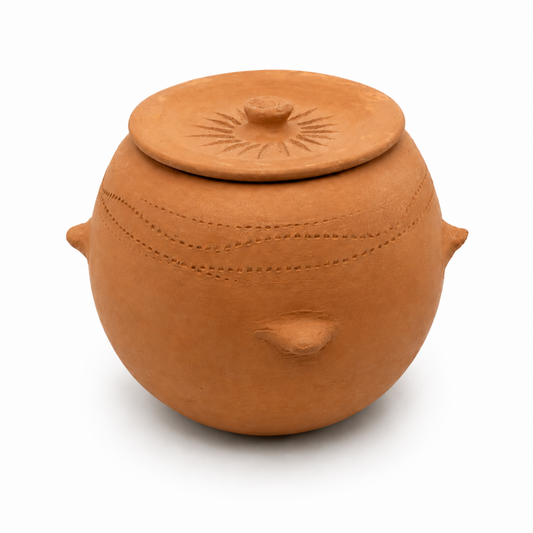 Authentic Yemeni Ferni Clay Cooking Pot with Lid , Terracotta , Handcrafted - Small