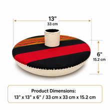 Traditional Sananni Makhbaza, Large 13-Inch Round Tabletop Cover with Center Handle, Black Red and Gold
