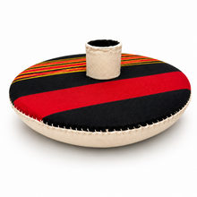 Traditional Sananni Makhbaza, Large 13-Inch Round Tabletop Cover with Center Handle, Black Red and Gold